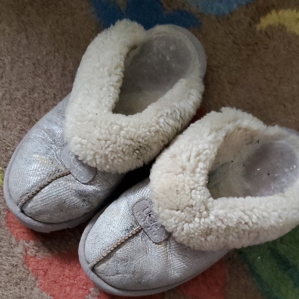 Cozy Silver Slippers with Cream Lining